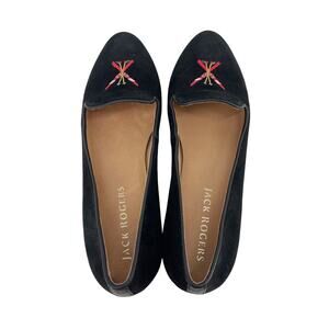 Jack Rogers Suede Loafers Ski Holiday Womens 11 Black Apres Ski Flats Winter